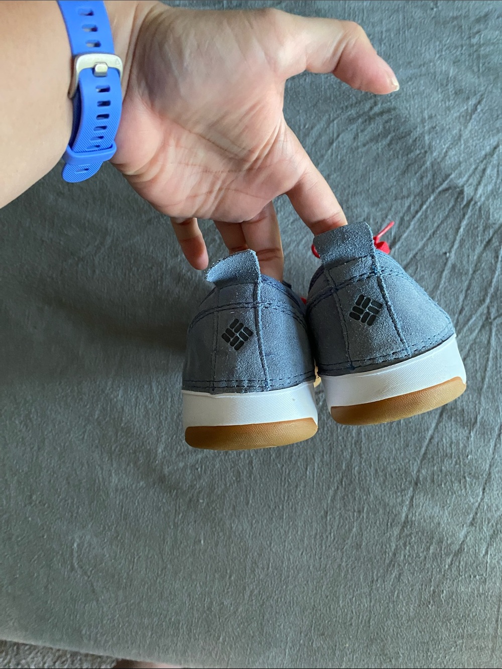 Columbia Gray Suede Sneakers with Gum Outsoles